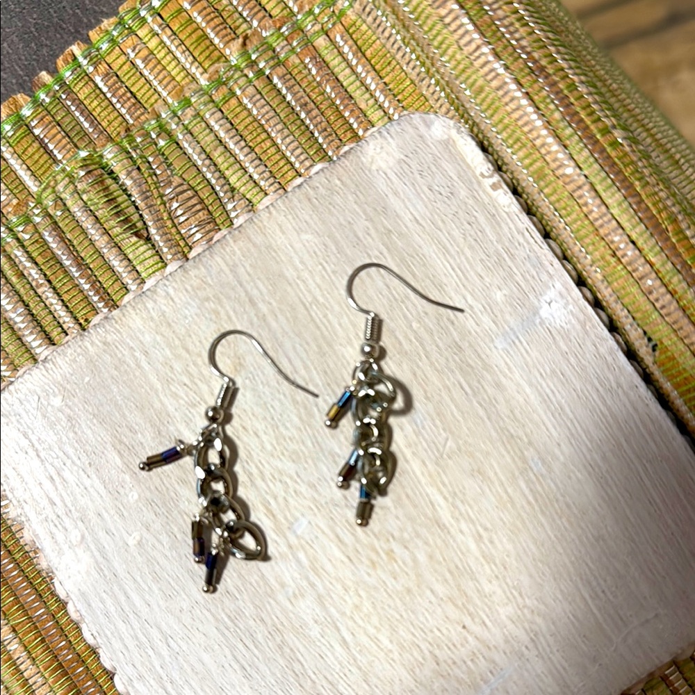 180.  Hand-Crafted Repurposed Elegant Silver Dangle Earrings